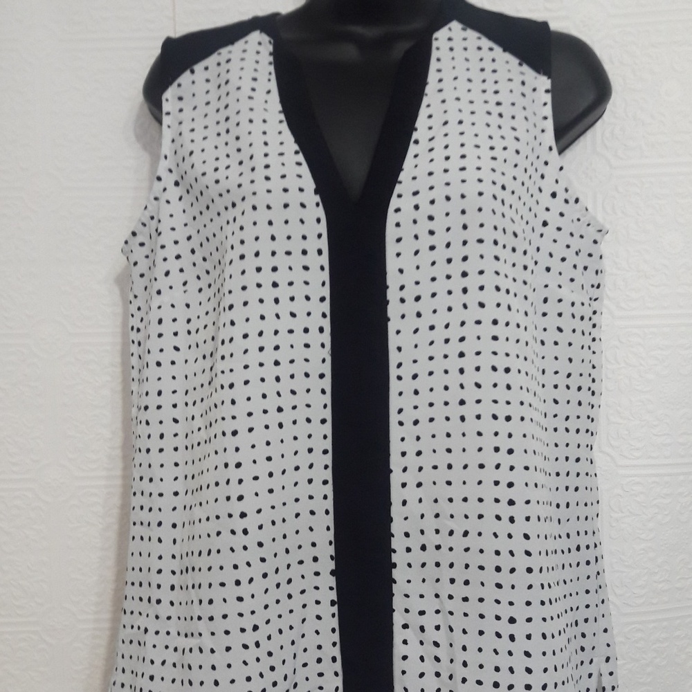 Vince Camuto Women’s S Top White Black Sleeveless - Picture 5 of 8